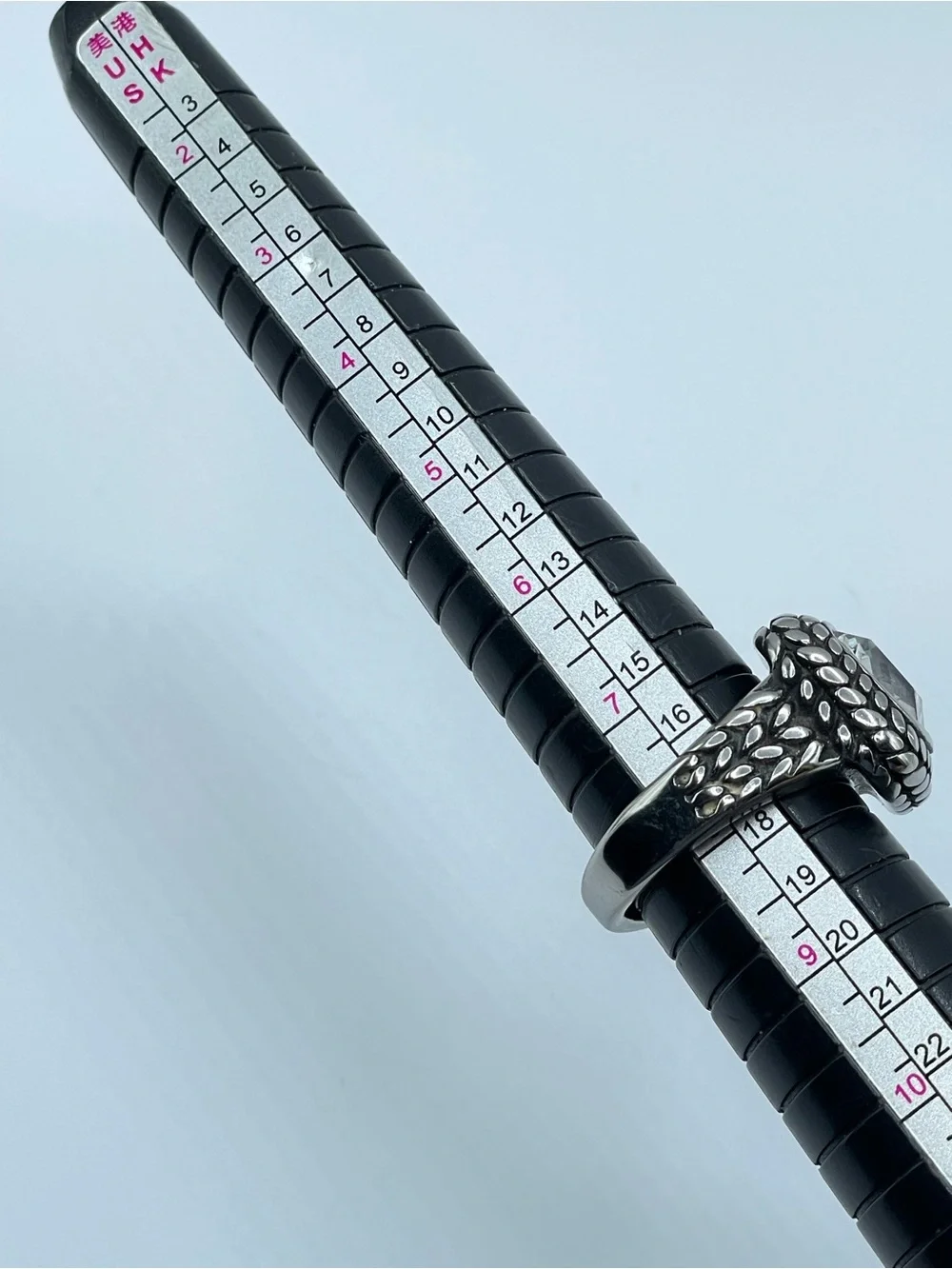 Silver Tone Clear Crystal Glass Cable Statement Ring Vintage Gothic Style
